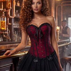 SOLD ❌ Message to reorder in any size Chic Burgundy and Black Lace Corset